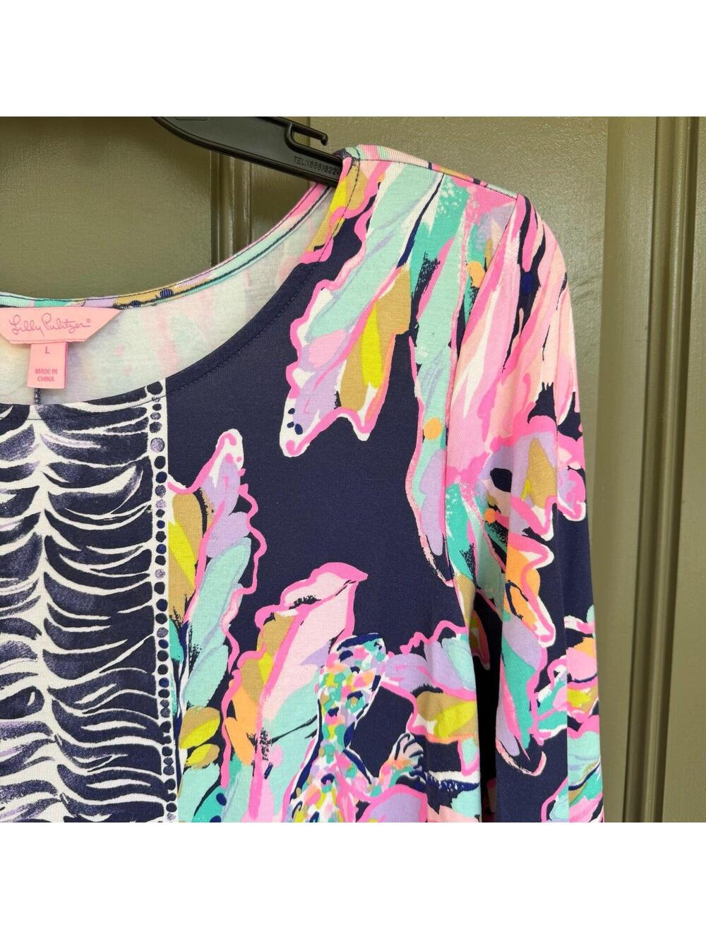 Lilly Pulitzer Ophelia Swing Dress Bright Navy Al Fresco‎ Large - Picture 2 of 5